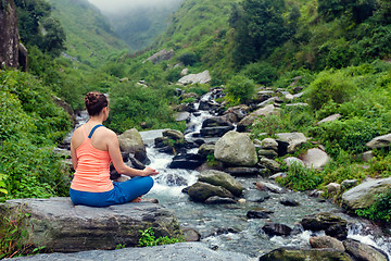 Image showing Woman doing yoga outdoors