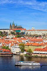 Image showing View of Mala Strana and  Prague castle over Vltava river