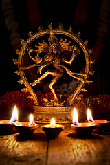 Image showing Shiva Nataraja with Diwali lights