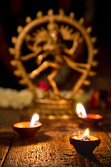 Image showing Diwali lights with Shiva Nataraja