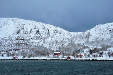 Image showing Rd rorbu houses in Norway in winter