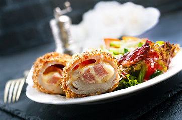 Image showing homemade meat cutlet cordon bleu