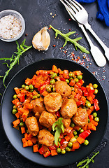 Image showing vegetables with meatballs