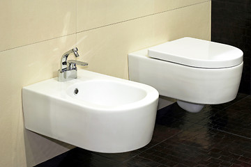 Image showing Bidet and toilet