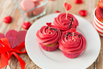 Image showing close up of red sweets for valentines day