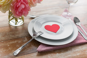 Image showing close up of table setting for valentines day