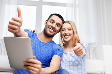 Image showing couple with tablet computer showing thumbs up