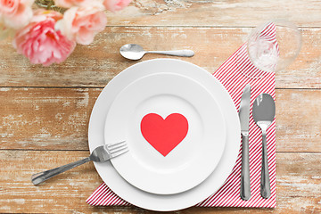 Image showing close up of table setting for valentines day