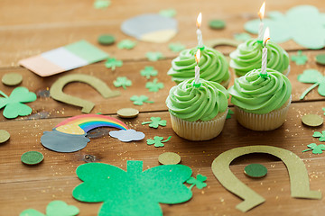 Image showing green cupcakes and st patricks day party props