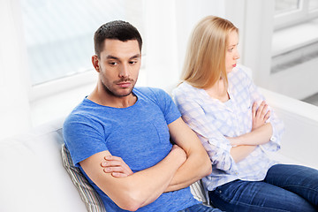 Image showing unhappy couple having argument at home