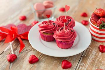 Image showing close up of red sweets for valentines day