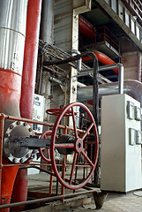 Image showing Pipes, tubes, machinery and steam turbine at a power plant