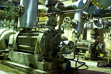 Image showing Pipes, tubes, machinery and pumps at a power plant     