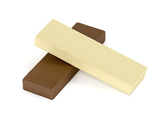 Image showing White and brown chocolate wafers