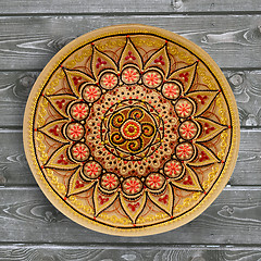 Image showing Decorative ceramic plate, hand painted dot pattern with acrylic 