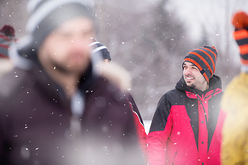 Image showing portrait of young man in beautiful winter landscape