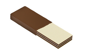 Image showing Half covered wafer with chocolate