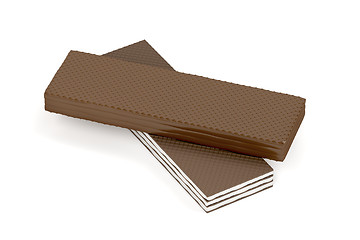 Image showing Chocolate wafers on white background