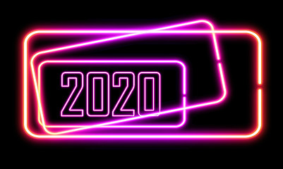 Image showing background of 2020 with neon light 