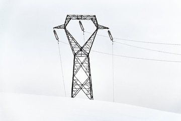 Image showing Electric power lines in snow