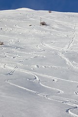 Image showing Ski Slope with Fresh Curves