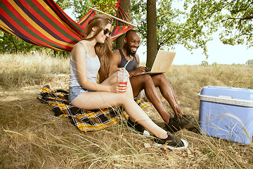 Image showing Young multiethnic international couple outdoors