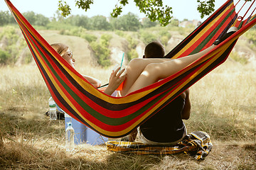 Image showing Young multiethnic international couple outdoors