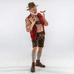 Image showing Portrait of Oktoberfest man, wearing the traditional Bavarian clothes