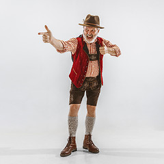 Image showing Portrait of Oktoberfest man, wearing the traditional Bavarian clothes