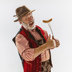 Image showing Portrait of Oktoberfest man, wearing the traditional Bavarian clothes