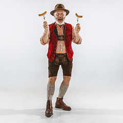 Image showing Portrait of Oktoberfest man, wearing the traditional Bavarian clothes