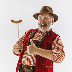 Image showing Portrait of Oktoberfest man, wearing the traditional Bavarian clothes