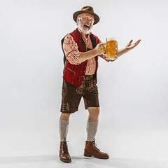 Image showing Portrait of Oktoberfest man, wearing the traditional Bavarian clothes