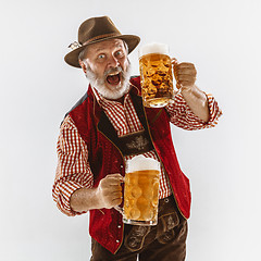 Image showing Portrait of Oktoberfest man, wearing the traditional Bavarian clothes