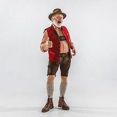 Image showing Portrait of Oktoberfest man, wearing the traditional Bavarian clothes