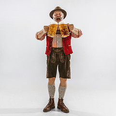 Image showing Portrait of Oktoberfest man, wearing the traditional Bavarian clothes