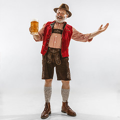 Image showing Portrait of Oktoberfest man, wearing the traditional Bavarian clothes