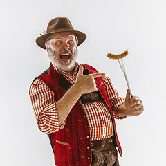 Image showing Portrait of Oktoberfest man, wearing the traditional Bavarian clothes