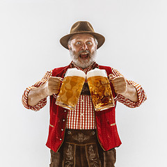 Image showing Portrait of Oktoberfest man, wearing the traditional Bavarian clothes