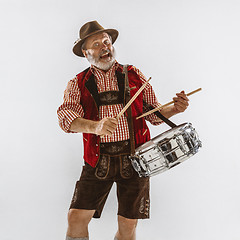 Image showing Portrait of Oktoberfest man, wearing the traditional Bavarian clothes