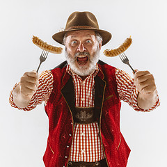 Image showing Portrait of Oktoberfest man, wearing the traditional Bavarian clothes