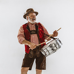 Image showing Portrait of Oktoberfest man, wearing the traditional Bavarian clothes