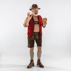 Image showing Portrait of Oktoberfest man, wearing the traditional Bavarian clothes