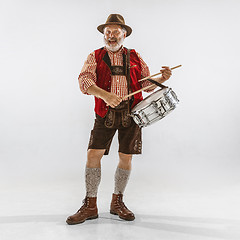 Image showing Portrait of Oktoberfest man, wearing the traditional Bavarian clothes