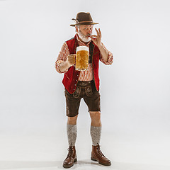 Image showing Portrait of Oktoberfest man, wearing the traditional Bavarian clothes