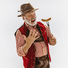 Image showing Portrait of Oktoberfest man, wearing the traditional Bavarian clothes