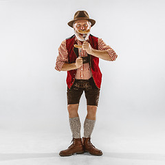 Image showing Portrait of Oktoberfest man, wearing the traditional Bavarian clothes