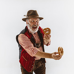 Image showing Portrait of Oktoberfest man, wearing the traditional Bavarian clothes