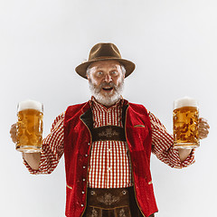 Image showing Portrait of Oktoberfest man, wearing the traditional Bavarian clothes