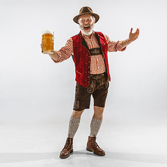 Image showing Portrait of Oktoberfest man, wearing the traditional Bavarian clothes